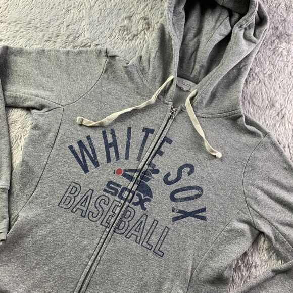 Chicago White Sox Sweatshirt Womens Medium Gray Blue Red Hoodie Retro Logo Zip - Picture 1 of 8